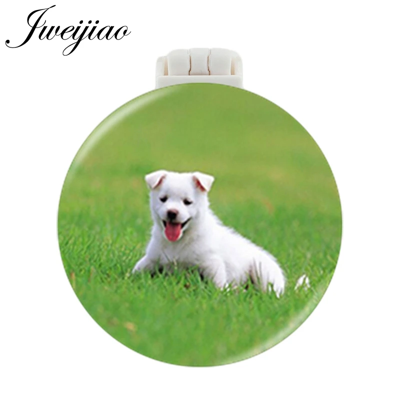 

JWEIJIAO LOVE PETS DOGS Pocket Mirror With Massage Comb Mini RoundFolding Compact Portable Makeup Hand Vanity Mirrors Gifts