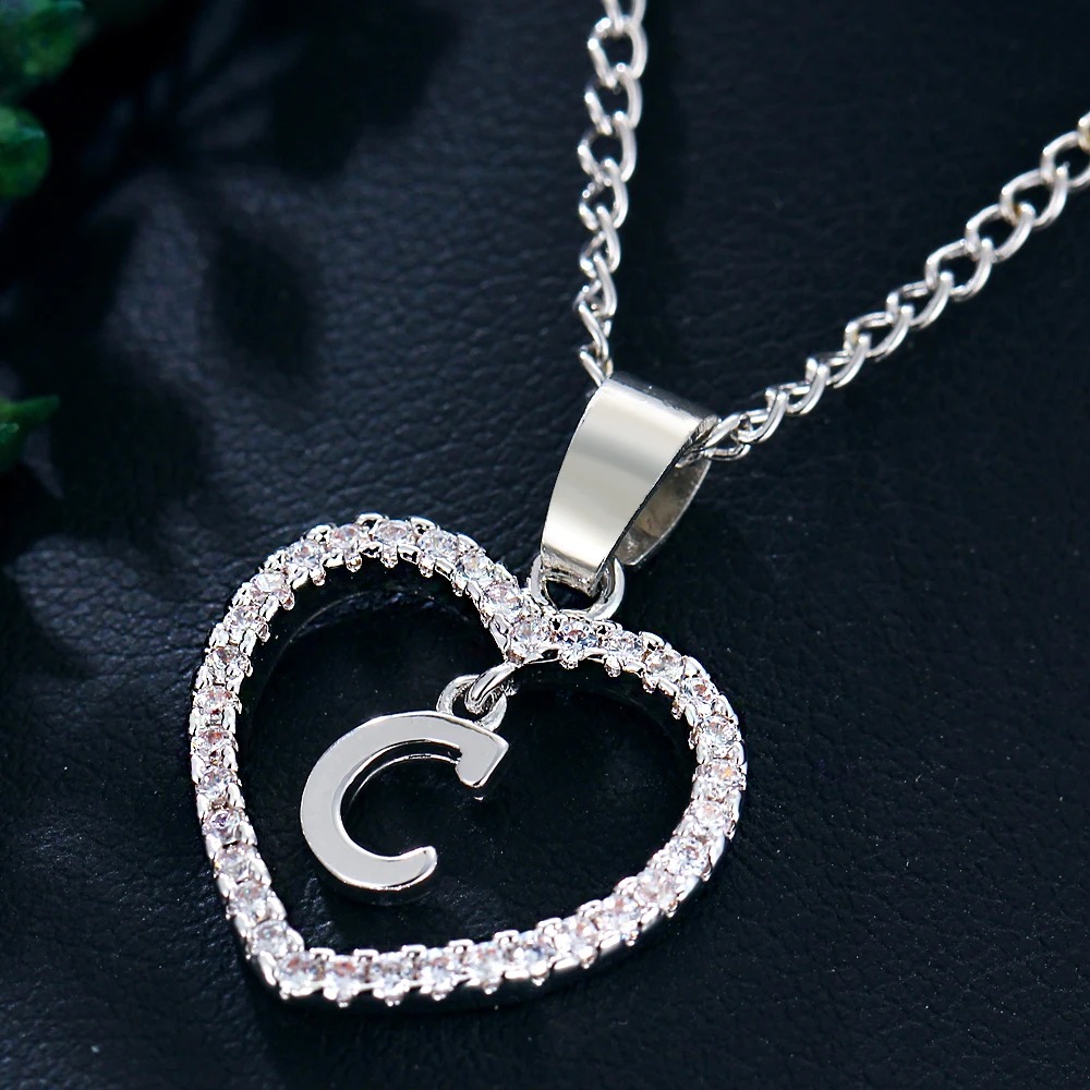 IF ME Trendy Heart Crystal CZ Letter C Charms Necklaces & Pendants ...