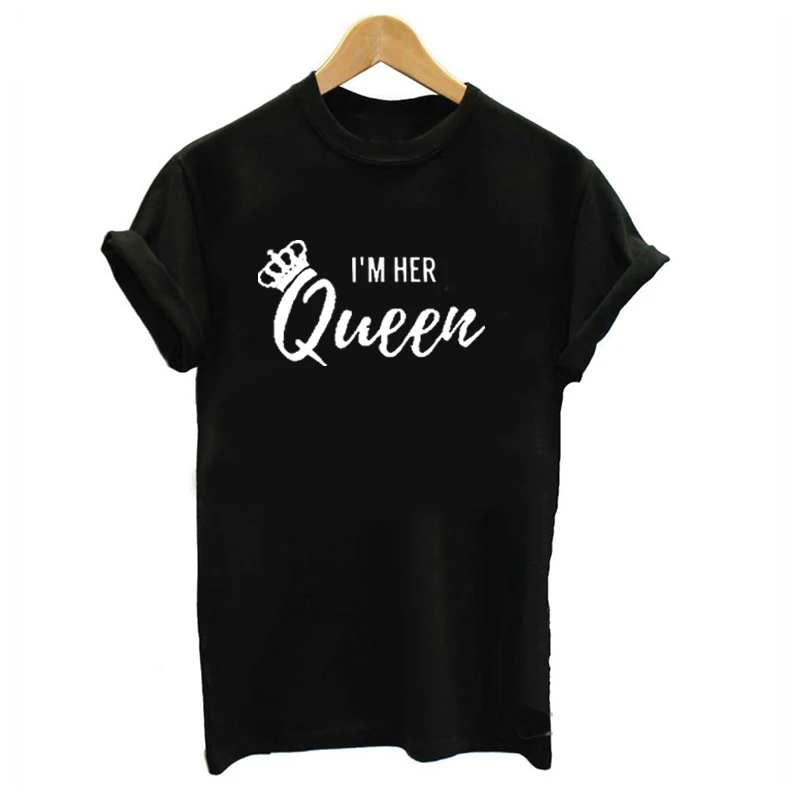 Одежда для всей семьи футболка с коротким рукавом дочки женская принтом I Am Her Queen