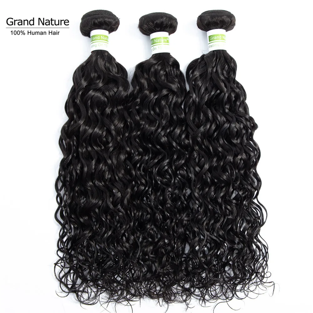 

8A 100% water wave curly Human Hair 3/4 Bundle Deals Peruvian Hair Weave extensions remy Free ship 8-26inch natural black