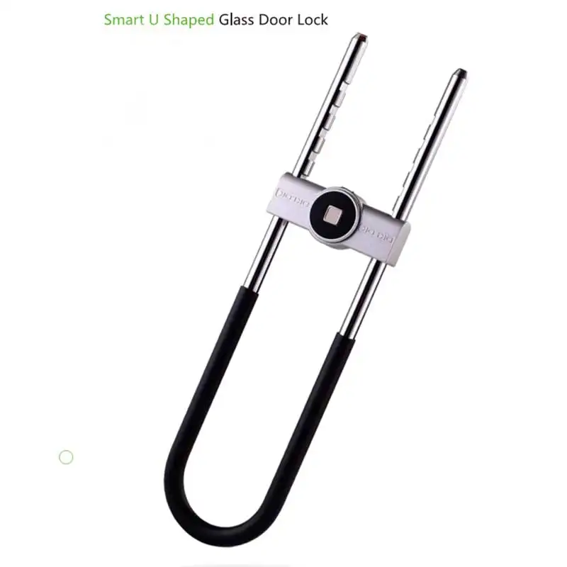 

Keyless smart fingerprint door lock U shape biometric electric lock for bicycle glass door of office shop via Mobile APP control