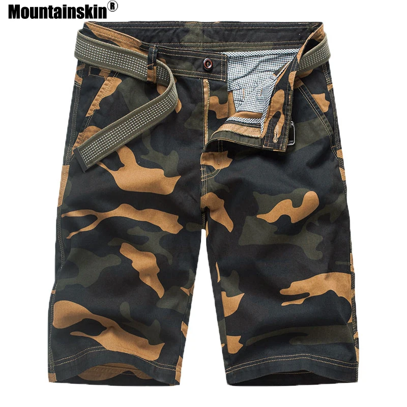 Горные летние мужские повседневные шорты, прямые камуфляжные модные хлопковые шорты с карманами по колено, мужские шорты SA660