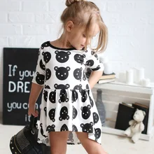 Новинка года; одежда для маленьких девочек; Детские платья с медведем; Одежда для девочек; VESTIDOS; платья для девочек; Хлопковые Платья с рисунком