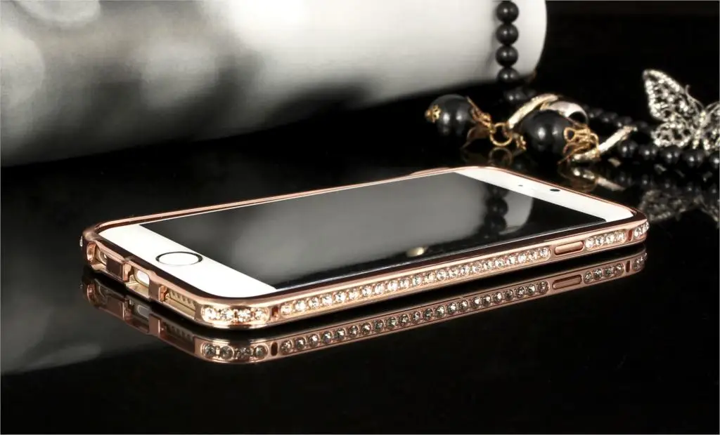 

Mix Color Luxury Metal Frame Bling Bling Crystal Bumper Case Shockproof Hard Cover For Apple iPhone 6 4.7''