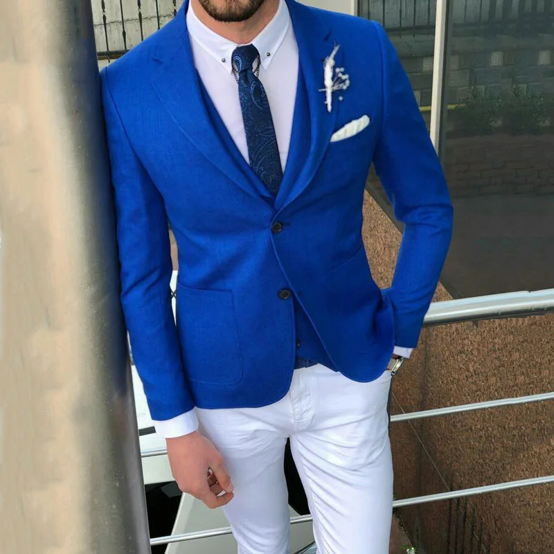 Latest Coat Pant Designs Royal Blue Men Suits for Wedding Casual Man Business Groom Tuxedos Slim Fit Terno Masculino 3Pieces