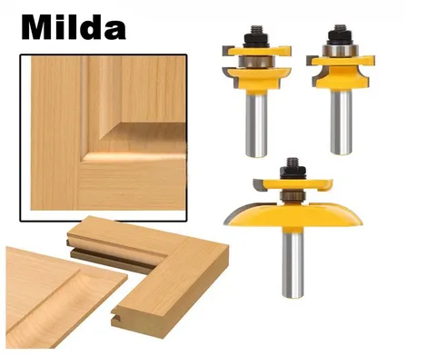 Cortador de Madeira Shank Haste Ferroviário & Stile Ogee Lâmina Cortador Painel Gabinete Roteador Bits Conjunto Fresa Ferramentas Elétricas Porta Faca 3 Pçs 1 – 2