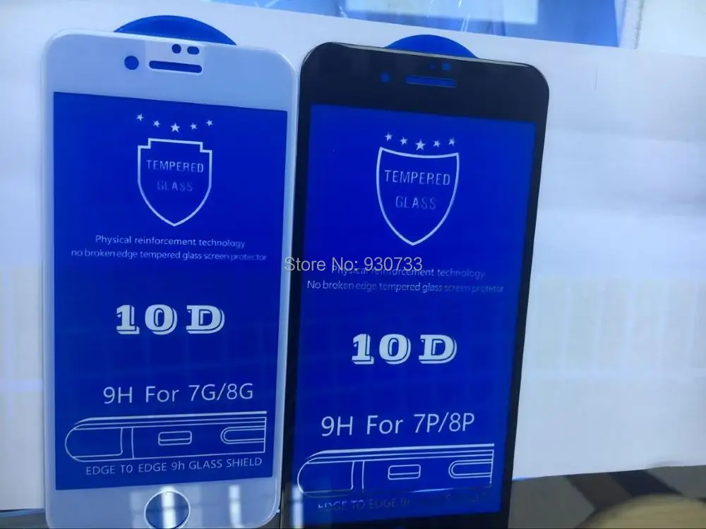 

1000pcs/lot For iphone XS Max XR X Tempered Protective Glass 10D Full Cover Screen Protector for iPhone 6 7 8 6S Plus