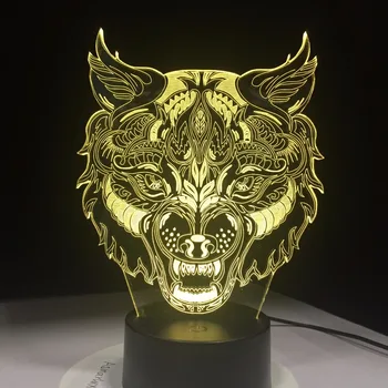 Online 7 Colori Cambiano Lupo Lampada 3D Visivo LED Luci Notturne Per I Bambini Di Tocco Da TAVOLO USB Lampara Lampe Sacco A Pelo Del Bambino Nightlight Di Goccia La Nave