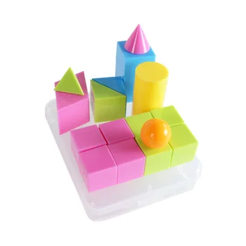 

16pcs/set Colored Geometric Shape Model Children Primary Math Observe Object Shape Props Geometry Building Blocks Kids Souptoys