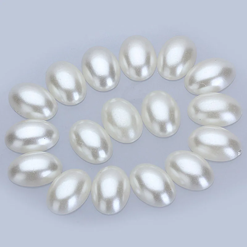 

50pcs Oval Cabochon Flatback Imitation Pearls For phone beauty jewellery making 2016 ee