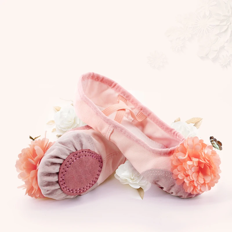 Toddler Girls Kids PU Leather Ballet Dance Split-Sole Slipper Shoes Gymnastics