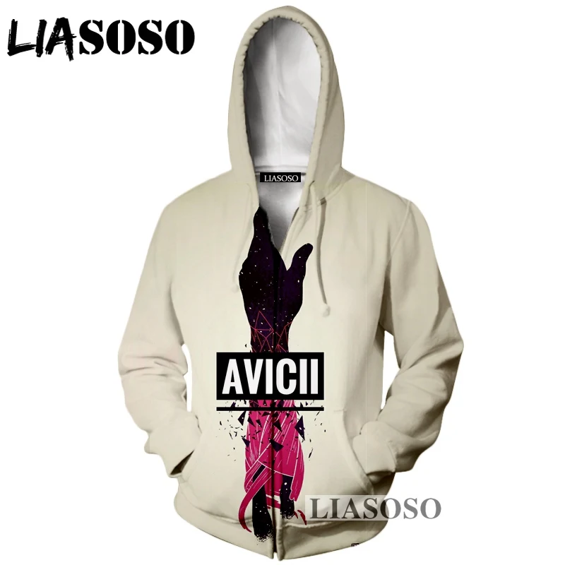 LIASOSO зимняя новая мода для мужчин и женщин DJ singer Avicii толстовка на молнии с 3D