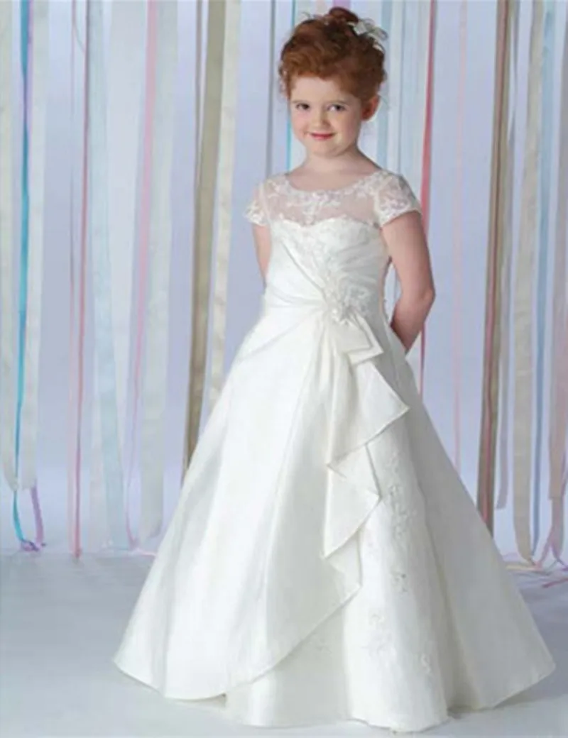 

New Children's Dance Piano Graduation Performance A-line Girls Lace White Tutu Birthday Party Princess Dress