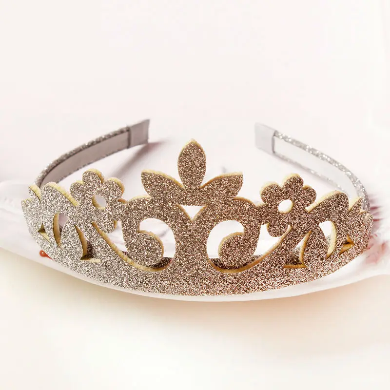 

#50907 Glitter Crown Kids Hair Bands Hot Sale Korean Girls Bezel Hair Accessories Gold/Sliver Crown Headband Hairband