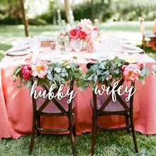 Деревянный Hubby Wifey лазерная резка стул знак на заказ Свадебный деревянный жених висячие стул знаки Mr Mrs свадебный стул знаки
