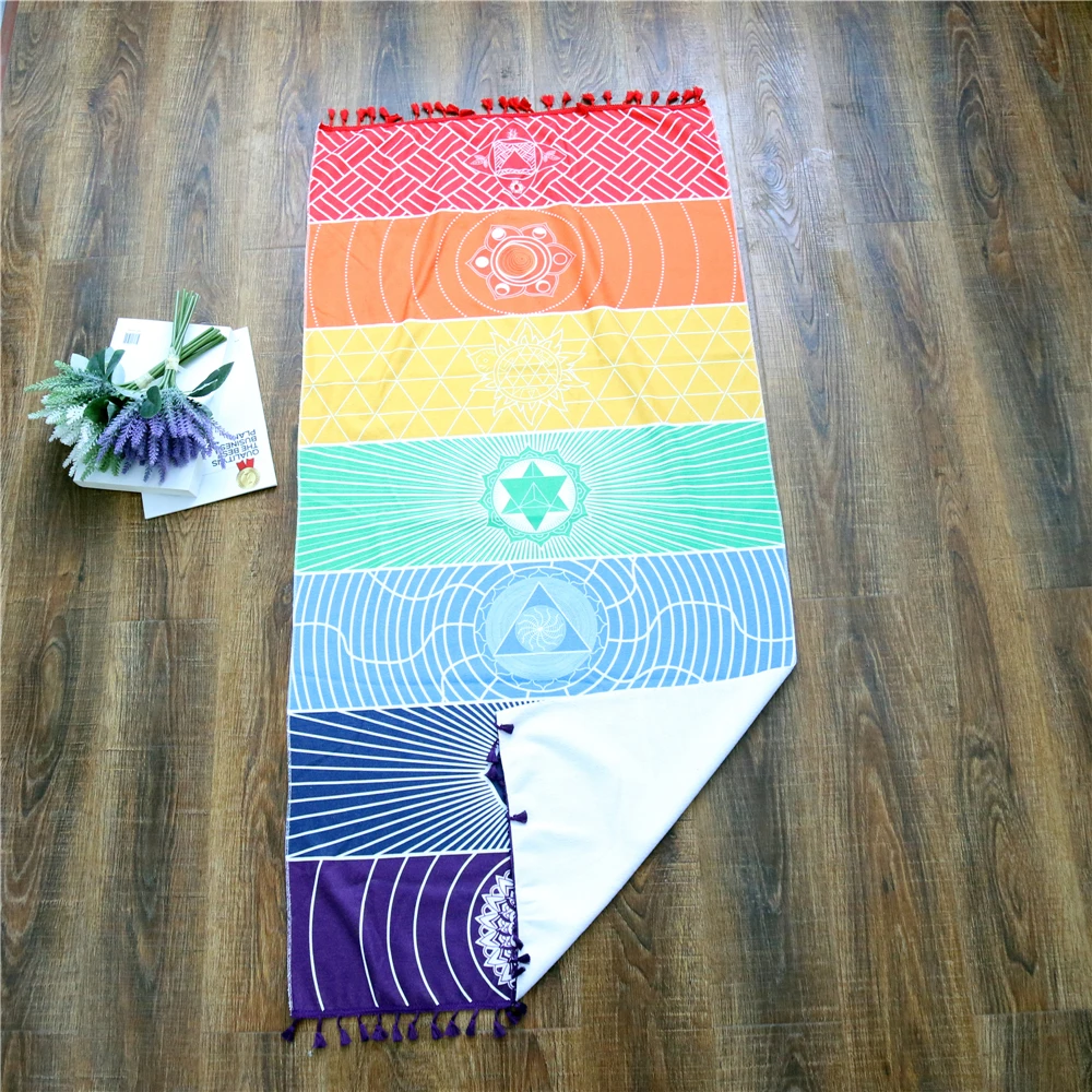 Горячая Распродажа, микрофибра, прямоугольная цветная Радуга, пляжное полотенце, шарф-гобелен, одеяло, коврик для йоги, для взрослых, 150*75 см