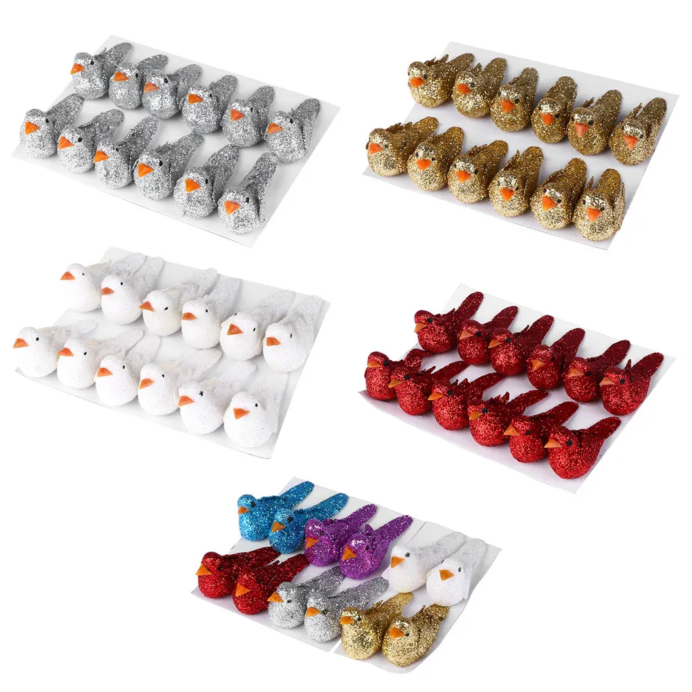 

12pcs/pack Mixed Color Foam Artificial Chromatic Birds Wedding Christmas Tree DIY Decoration Cute Birds Craft