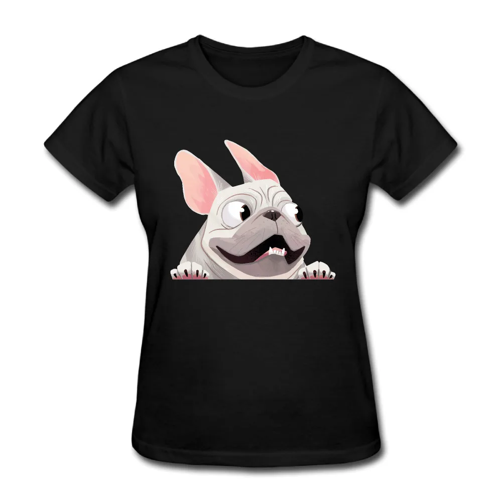 French Bulldog girls hip hop t shirt printing online short sleeve 100