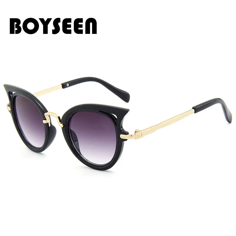 BOYSEEN модные детские солнцезащитные очки с кошачьим лицом Детская Металлическая