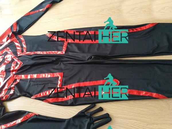 Free Shipping DHL Adult Black Lycra Red Shiny DC Comics Superman Superhero Costume Halloween Party