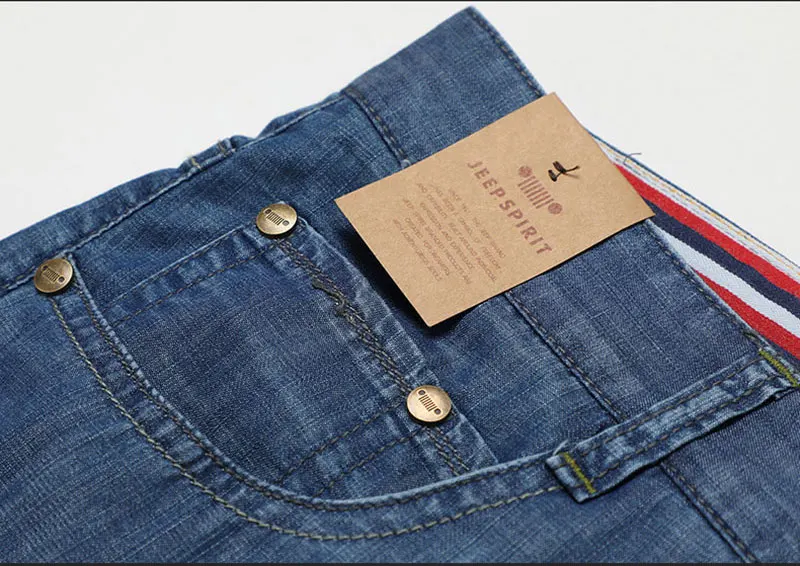2019 Spring Summer JEEP Brand Cotton Jean Elastic Mens Casual Full Length European American Jeans Cotton Pants Fashion Trousers (38)