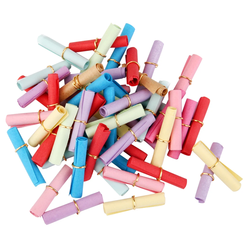 50 pcs Colorful Wishing Scrolls Paper Mixed Color DIY Handmade Scrapbooking Cards Gift Craft Decoration 6x2.5cm 