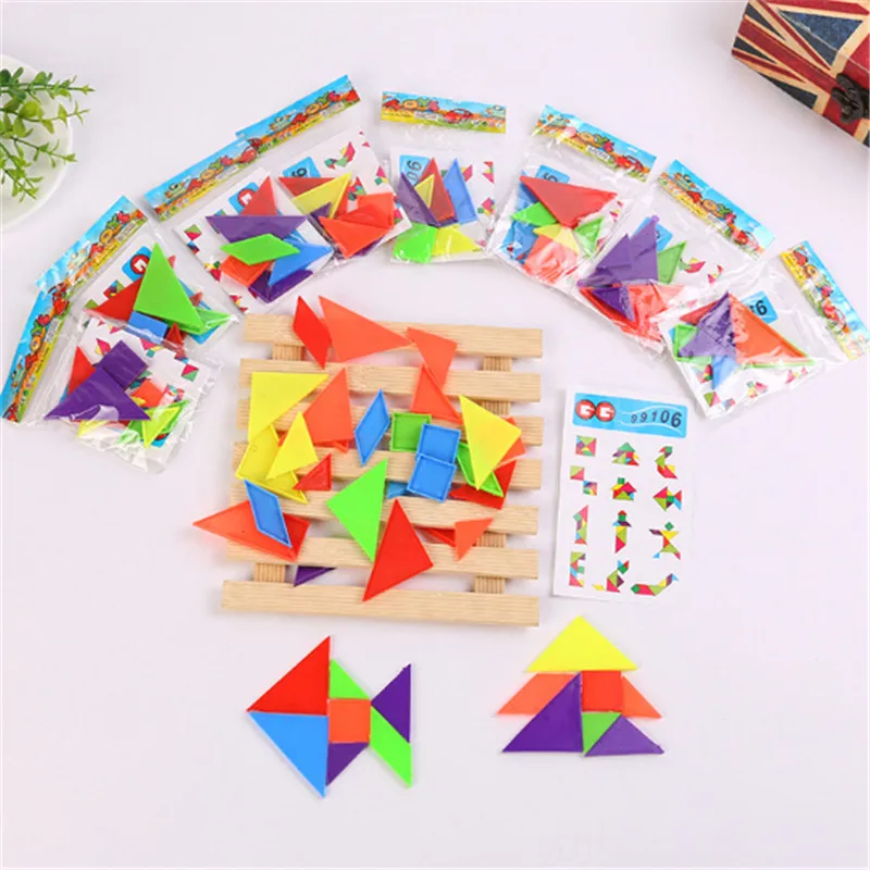 

Learning Education Jigsaw Puzzle Toys For Children Brain Plastic 3d Puzzle Tangram Teaser Tetris Geometric Shape Jigsaw Game