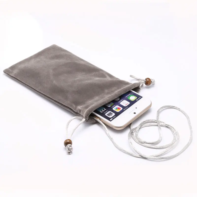For iPhone 12 11 Pro Xs MAX XR X Premium Cotton Neck Strap Sleeve Phone Pouch Bag for iPhone 7 8 6 6s SE Comfortable Phone Bag case for iphone 7