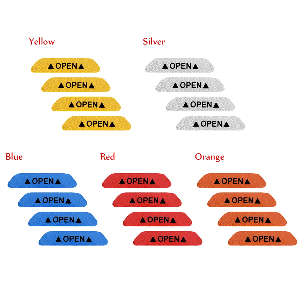 4 шт./компл. Предупреждение отражающая лента Универсальный Внешние аксессуары двери автомобиля наклейки Открытые Знаки Безопасности со светоотражающими элементами