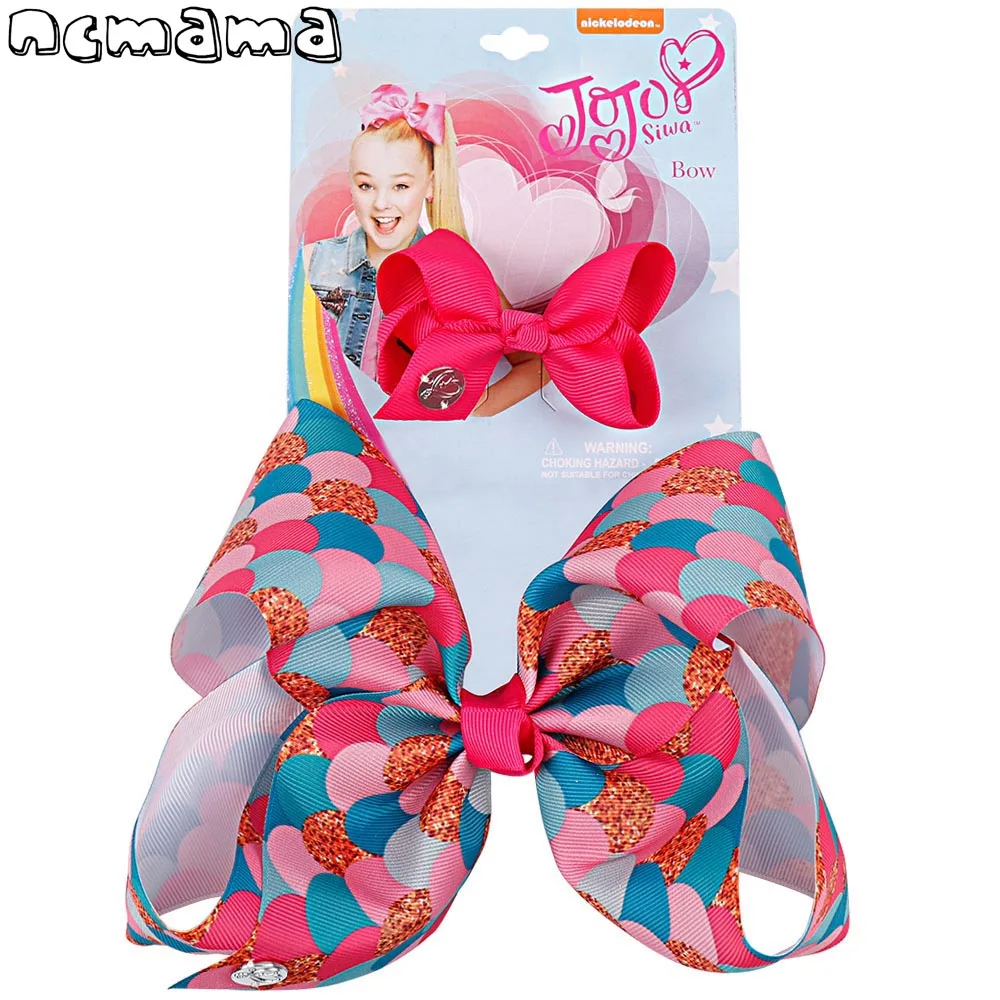 7.5"Jumbo Mermaid Scales Hair Bows Sequins Grosgrain Hair Clips For