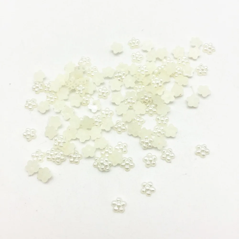 

50g 5mm Ivory Pearls Tiny Resin Flower Flatbacks Embellishments DIY Nails Decorations Scrapbooking Crafts