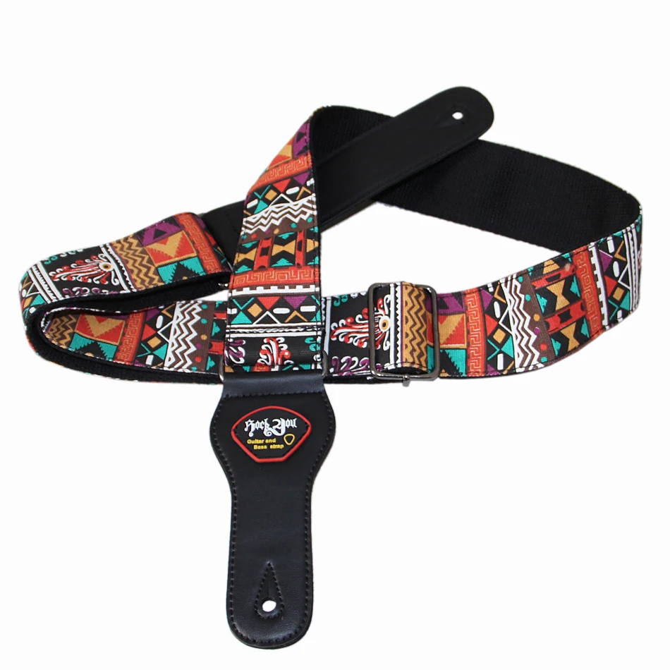Кожаный ремень для гитары Rockyou хлопчатобумажный длина ремешка 145 см|guitar strap black|strap