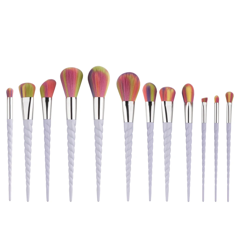 

2017 Pro 12pcs/set Rainbow Hair Beauty Cosmetic Makeup Brushes Set Foundation Eyeshadow Brush Set Make Up Brushes Hot Popular