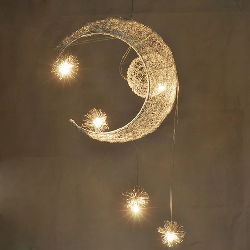 

Moon Star Featured Pendant Lamps with 5 Lights G4 Lighting Aluminium Wire Chandeliers blubs EMS free shipping