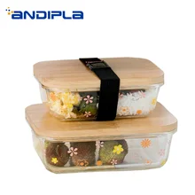 Современный Ланч-бокс с уплотнением, комплект крышек, прозрачный стеклянный контейнер/домашний салат, фруктовые миски, Студенческая миска для риса, Bento, коробки для хранения, миска