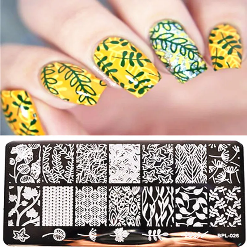 

BORN PRETTY 1Pc BP-L026 Flower Vine Brench Pattern Nail Art Stamping Template Leaves Image Stamping Polish Plate Tool
