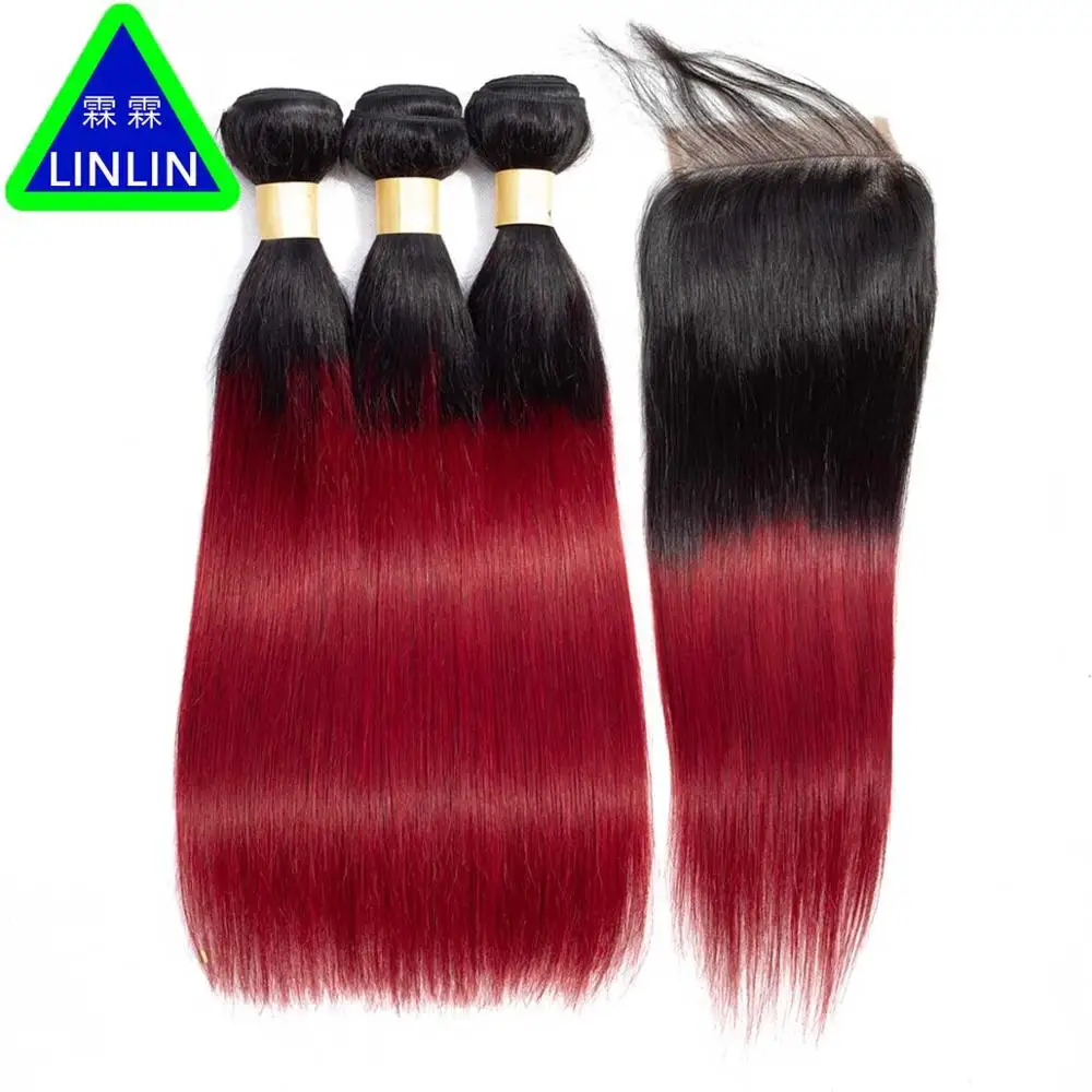 LINLIN Hair Ombre Straight Hair Bundles with Closure 1B/burgundy Brazilian Straight Human Hair3 Bundles with Closure Hair Roller LINLIN Hair Ombre Straight Hair Bundles with Closure 1B/burgundy Brazilian Straight Human Hair3 Bundles with Closure Hair Roller