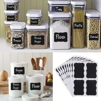 36pcs Blackboard Sticker Craft Kitchen Jar Organizer Chalkboard Labels DIY Black Wall Cup Decorative Sticker for Home Kitchen