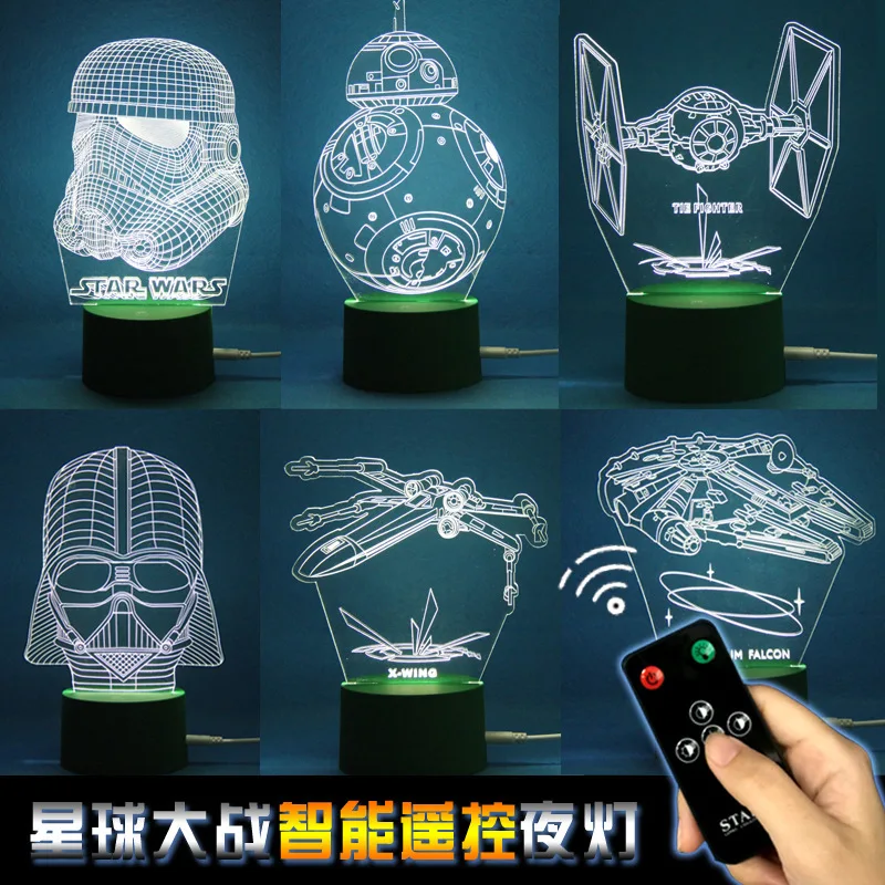Star Wars Remote Control 3d Night Light Led Touch Desk Lamp Usb