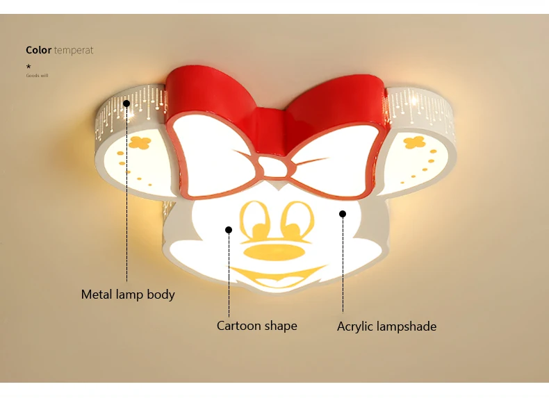 Декоративный потолочный светильник с Микки Маусом, светильник для детской комнаты, пульт дистанционного управления, светильник для детского сада, s Deco Enfant Chambre Lampara Techo Infantil