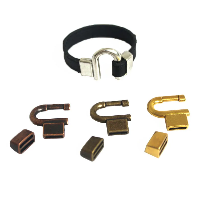 5sets/lot Horseshoe Hook clasp 10x2mm U tip leather clasps for leather