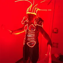 Новинка LED световой Костюмы осветить Головные уборы платье мигает растет LED костюм для сценического шоу событие для вечеринок