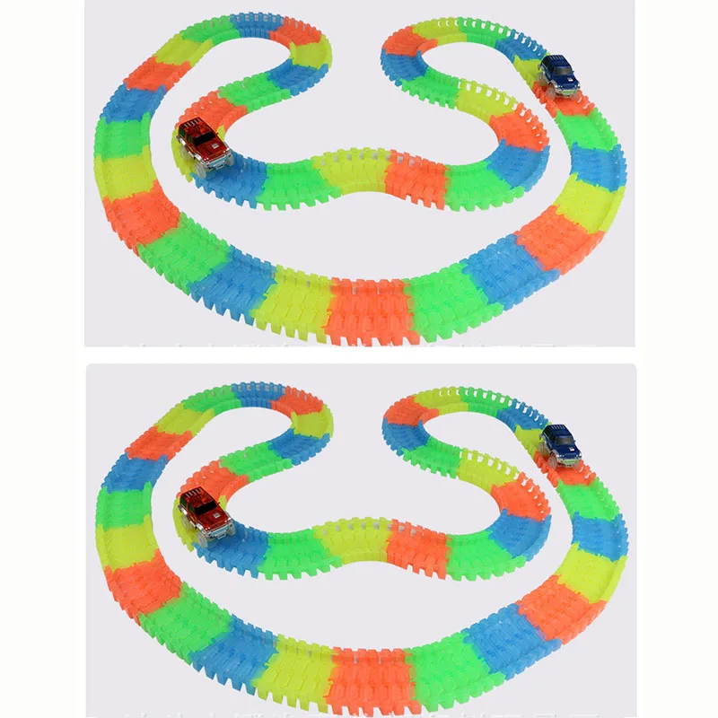 

500pcs 2pcs Car Glowing Race Track Bend Flex Glow in Dark Flexible Tracks Assembly Cars Toys Roller Coaster car Toy for Kid gift