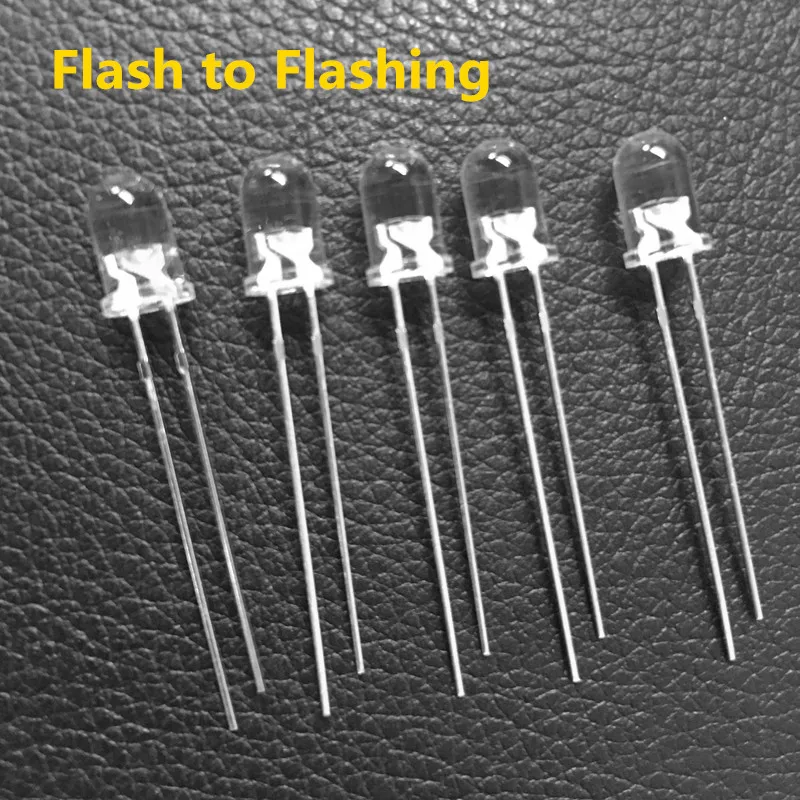 50Pcs 3mm 5mm Candle Flicker Flashing LED Diodes White Red Blue Yellow Green USA