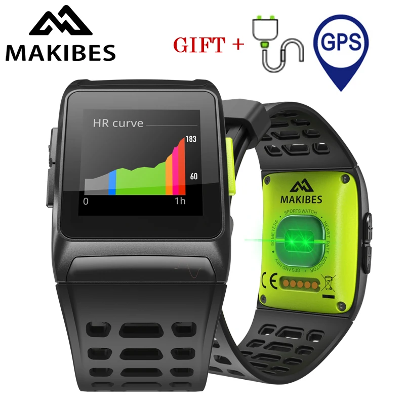 NEW Makibes BR1 GPS Sports Wristwatch Strava Waterproof IPS color screen Dynamic Heart rate tracker Smart Watch For IOS Android