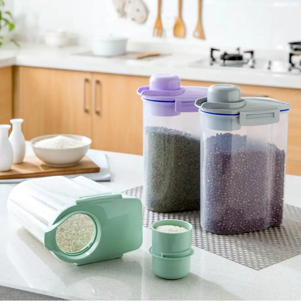 Кухонный пластиковый герметичный контейнер для хранения зерна прозрачный пищевой чай зерновые банки для хранения бутылок рисовый контейнер для еды, судок со шкалой