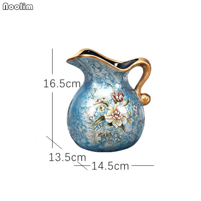 NOOLIM Modern Luxury Simple Mesa of Painting of Flowers and Birds in Vase Ceramic Small Milk Pot Process Home Decoration