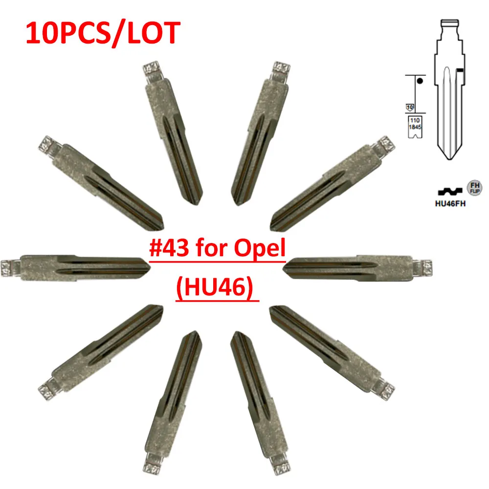 10 шт./партия) металлический пустой неразрезанный флип KD дистанционного HU46 ключа типа#43 для Opel