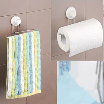 

Large load-bearing Stainless steel towel rack sucker toilet kitchen tissue holders paper shelf for accessories