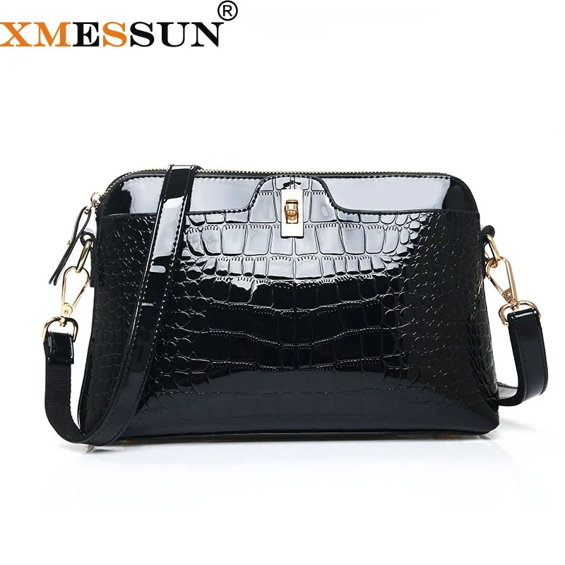 

XMESSUN Patent Leather Crocodile Women Messenger Bag 2019 Ladies Crossbody Shoulder Bags For Women Casual Bag Drop Shipping H47